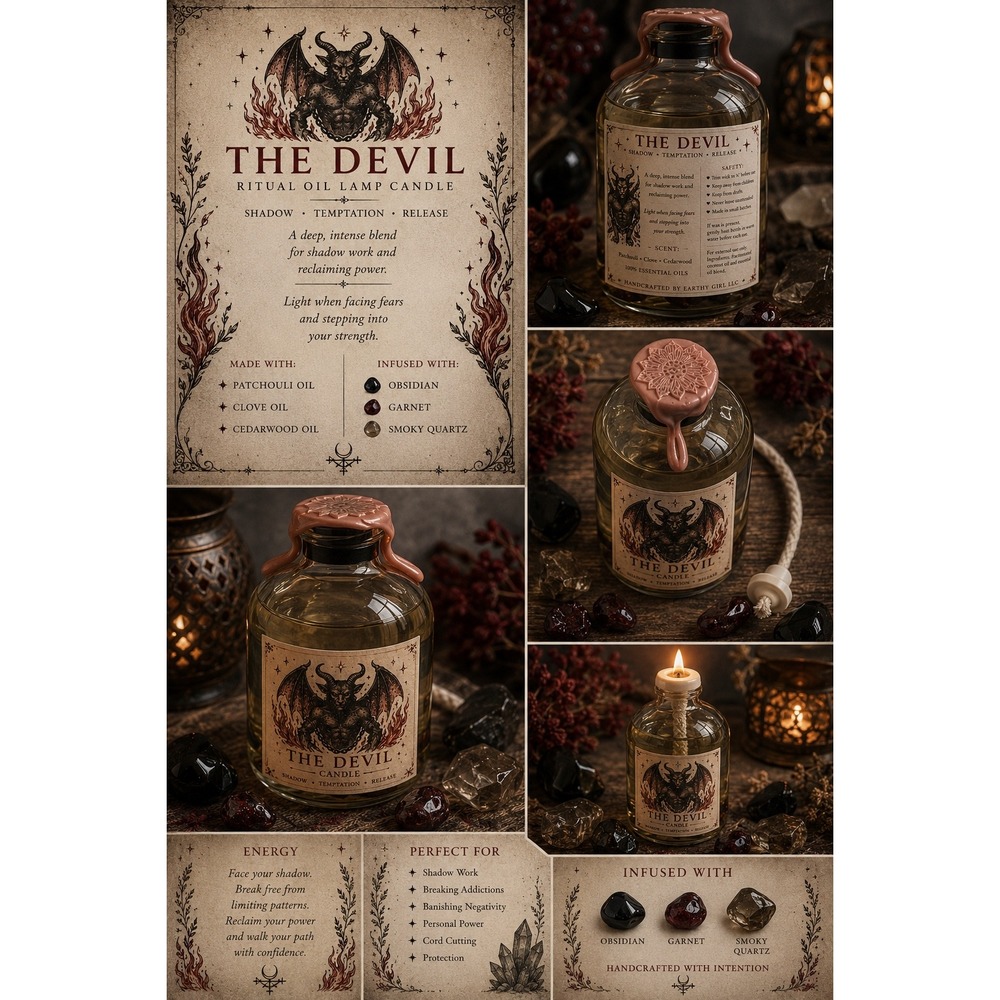The Devil Tarot Ritual Oil Candle